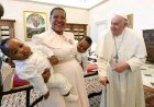 Rt Hon Anita Among, Receives Blessings for Her Twins from Pope Francis in Vatican
