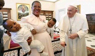 Rt Hon Anita Among, Receives Blessings for Her Twins from Pope Francis in Vatican